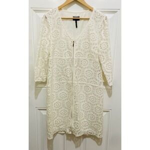 Laundry by Shelli Segal Dress Size 12 Ivory Lace Floral Zip Front‎ Career